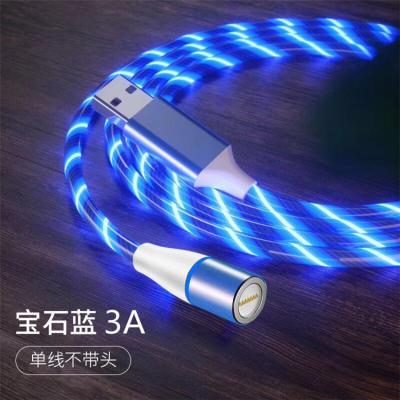 China Product 3A Nylon Braided QC3.0 LED Overflowing Bright Mobile Phone Etc.electronic 3 in 1 USB Fast Charging Magnetic Cable for sale