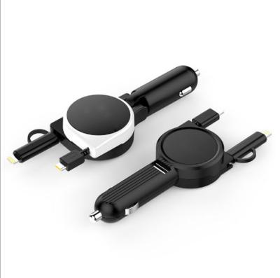 China Electric Car 3 in1 Retractable Fast Charging Car Chargers For Mobile Phone for sale