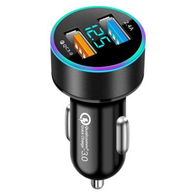 China Voltage Display QC3.0 2 Ports USB LED Voltage Display USB Car Fast Charging Charger for sale