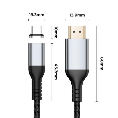 China COMPUTER HDMI to TYPE-C data cable 4K HD data cable video transmission computer protection TV mobile phone screen projection magnetic cable for sale