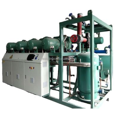 China Cold Room Fruit Storage 40HPX4pc Bitzer Compressor Screw Condensing Unit For Freezer Cold Room for sale