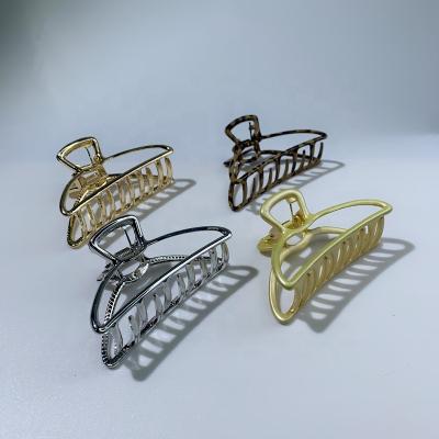 China Wholesale Fashion Gorlee Gold Plating Zinc Alloy Metal Pierced Designer Custom Clips Hair Claw Big For Women Girls for sale