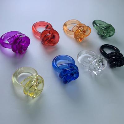 China FASHIONABLE Wholesale Gorlee Rose high quality shape acrylic resin knot ring transparent statement wape twisted rings jewelry for women for sale