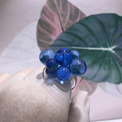 China FASHIONABLE Wholesale Gorlee Resin Acrylic Transparent Grape Beads Blue Ball Ring Ring Fashion Party Jewelry For Girls for sale