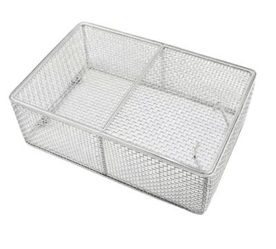 China Corrosion Resistance 304 316 316L stainless steel metal wire mesh sterilization basket for medical ultrasonic cleaning filter box for sale