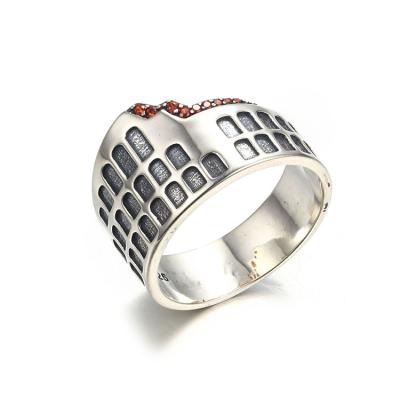 China Vintage Factory Direct Multicolor Red Zircon Oxide 925 Ring Jewelry Design Colosseum Ring Silver For Girls for sale