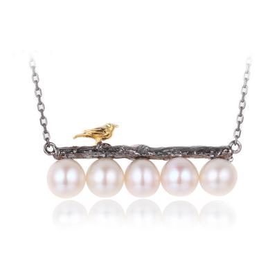 China Freshwater Pearl 925 Sterling Silver Bird Necklace Fashion CLASSIC for sale