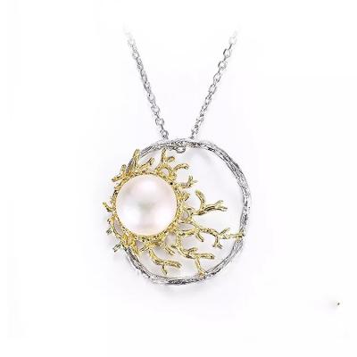 China Freshwater Baroque Pearl 925 Sterling Silver New Design Button Necklace CLASSIC for sale