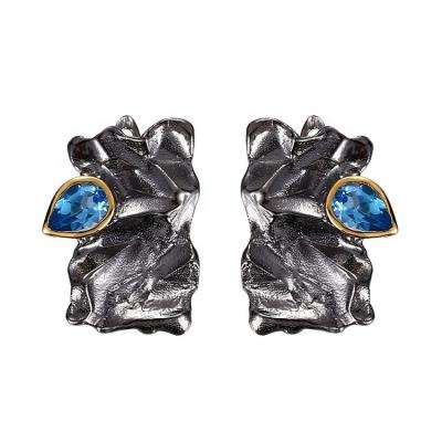 China CLASSICS Inspired Design 925 Silver Blue Topaz Plated Earrings, Rhodium Plated Jewelry Earrings for sale