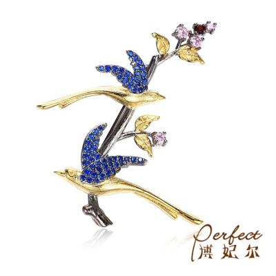 China Wholesale Design Handmade 925 Sterling Silver Flying Bird Brooch for sale