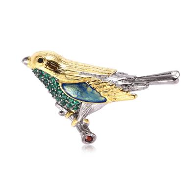 China OEM 925 Sterling Silver Garnet And Spinel Silver Animal Bird Enamel Pin For Woman Brooch for sale