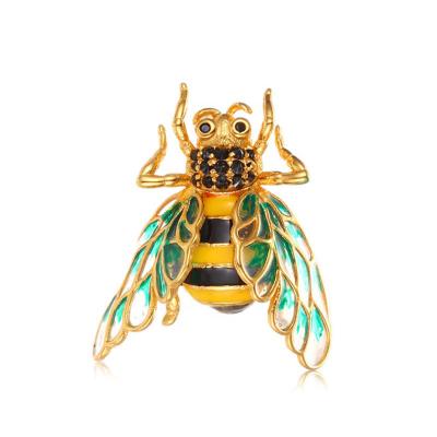 China Wholesale Custom Gold Silver Plated Bee Brooch Women Jewelry Gift Handmade Black Spinel Brooch for sale