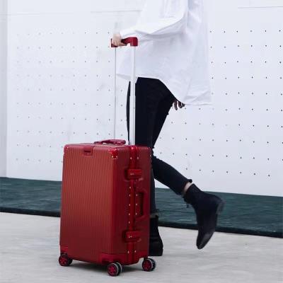 China 2022 24 Inch Fashionable Popular Shell Aluminum Frame TSA Travel Suitcase Business Waterproof Hard Luggage for sale