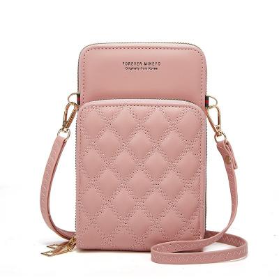 China New Diamond Lattice Change Bag Women's Retro Fashion Mobile Phone Bag Embroidered Single Shoulder Bag for sale