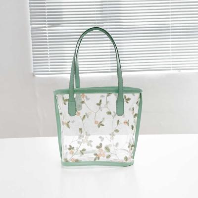 China Large Capacity 2022 Summer Handbag Creative Clear Light PVC Custom Logo Large Capacity Hand Bag With Handle for sale