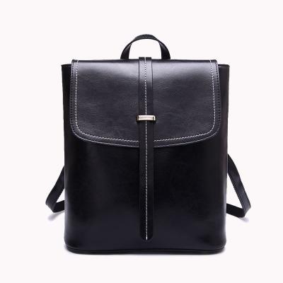 China 2022 factory newest design fashion luxury genuine leather shoulder bag cow wax oil leather backpack for woman for sale