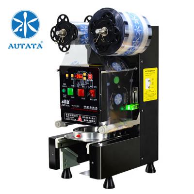 China Commercial Bubble Cup Beverage AUTATA Milk Tea Coffee Soybean Automatic Cup Sealing Machine Plastic Cup Sealer ATT-82H Size: 90MM-95MM for sale