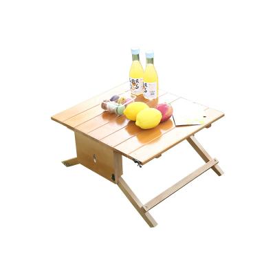 China Custom high quality portable outdoor square folding picnic basket easy carry wooden table for camping for sale