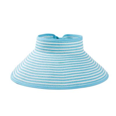 China Amazon Hot Selling Women's Image UPF 50+ Wide Brim Rolled Straw Sun Beach Hat Sun Visor for sale