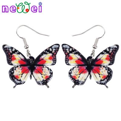 China NEWEI Papilio TRENDY Acrylic Butterfly Earrings Novelty Insect Floral Drop Dangle Fashion Jewelry For Women Girls for sale