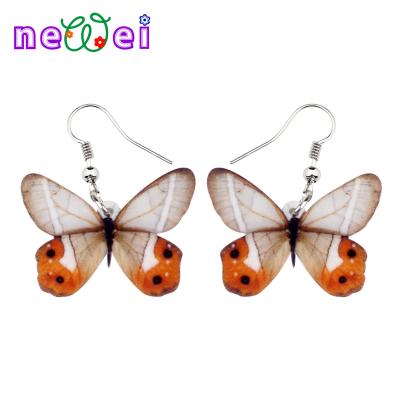 China NEWEI TRENDY Acrylic Tropical Butterfly Earrings Drop To Dangle Insect Fashion Jewelry For Women Girls Charms Gifts for sale