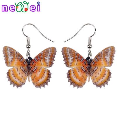 China NEWEI Brown TRENDY Acrylic Butterfly Earrings Drop To Dangle Insect Fashion Jewelry For Women Girls Novelty Charms Gifts for sale