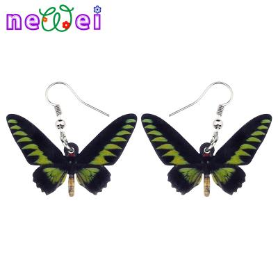 China TRENDY NEWEI Trogonoptera Brookiana Butterfly Earrings Insect Fashion Acrylic Jewelry For Women Girls Charm Gifts for sale