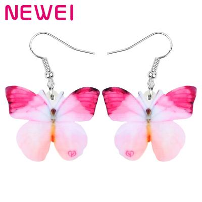 China NEWEI TRENDY Acrylic Butterfly Earrings Insect Drop Dangle Fashion Jewelry For Women Girls Novelty Charms Gifts for sale