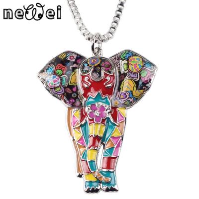 China NEWEI TRENDY Enamel Alloy Fashion Jewelry Women Animals Charms Gifts Jungle Elephant Necklace Pendant for sale