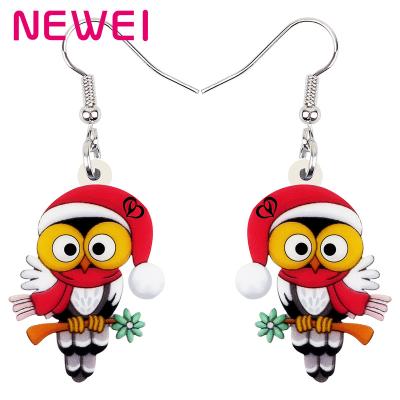 China Fashion Jewelry Owl Earrings Birds Drop Dangle Christmas Acrylic Red Hat TRENDY Sweet Eyes Great For Women Girls Teens Charm Unique Gifts for sale