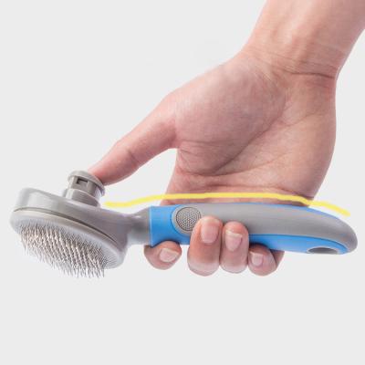 China Cats Pet Grooming Deshedding Brush Self-cleaning Slicker Brush and Massage Brush for Dogs and Cats Easy to Clean Pet Deshedding Grooming T for sale