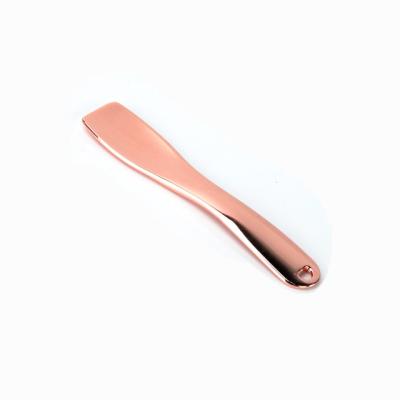 China Luxury Rose Gold Eye Cream Spatula Metal Spoon Quartz Texture Luxury Cosmetic Spoon Custom Logo Black Spoon For Cosmetic for sale