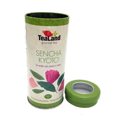 China Custom Printed Tea Food Grade Round Tin Empty Metal Tea Can Container With Double PVC Window Lid For Tea Coffee for sale