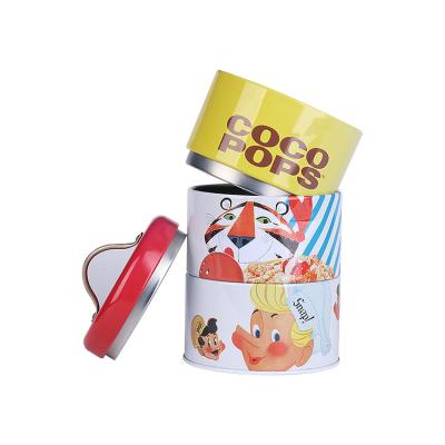 China Canned Food Round 3 Layer Stackable Round Tea Tin Containers Gift Tin for sale