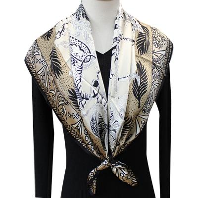 China 1 Square PC MOQ Pure Silk Shawls 12mm Twill Print Double Side Square Shape Silk Scarf for sale