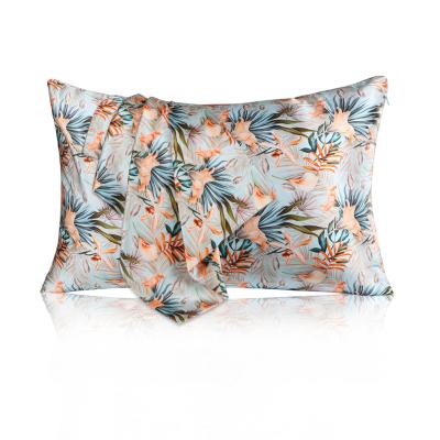 China Digital Printed Pillowslip Hidden Zipper Style Anti-Static Organic Silk Pillow Cover for sale