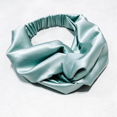 China Chinese Style Women's Solid Color Warm Cross Silk Elastic Headband Twisted Turban Head Wrap for sale