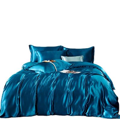 China Comfortable and Soft Disposable Pure Color Ice Silk Elegant Bedding Silk Satin Bedding Set for sale