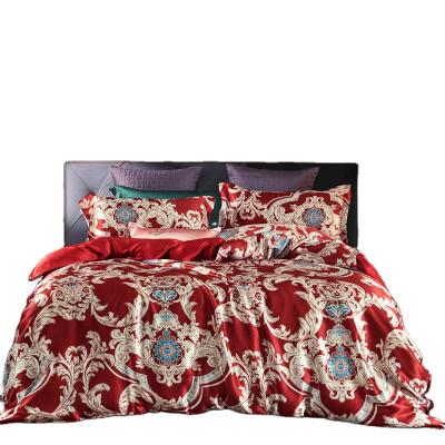 China Anti-Static Soft Feeling Bed Sheet Sets Duvet Cover Sets Digital Printed Pure Silk Bedding Sets for sale