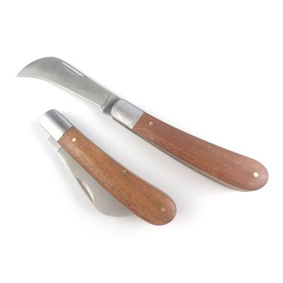 China Swivel Handle Stainless Steel Electrician Open Wood Pocket Knife for sale