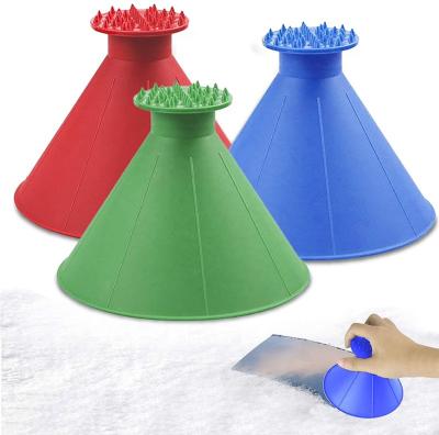 China Window Cleaning Round Windshield Ice Scraper Funnel Car Windshield Snow Removal Tool for sale