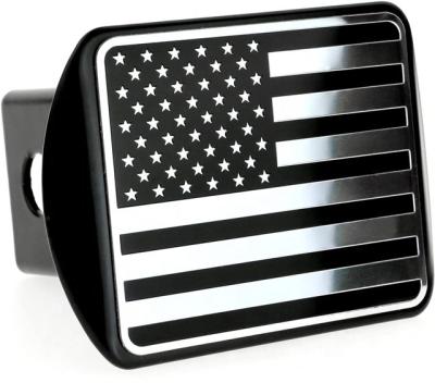 China Trailer Part Truck Part USA American Flag Stainless Steel Emblem Metal Customized Trailer Hitch Cover Fits 2