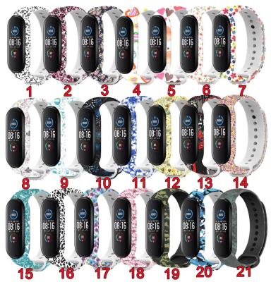 China Water Resistant Suitable For Xiaomi Smart Silicone Printing Strap 5 4 Glossy Color Smart Watch Band MI for sale