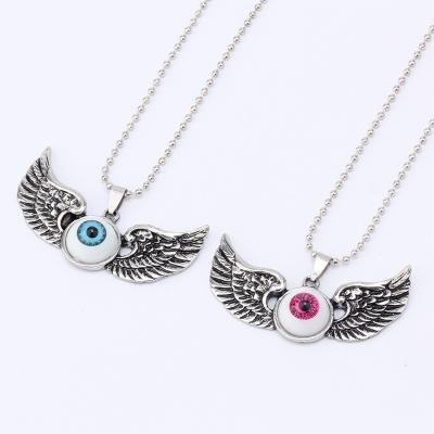 China High quality fashion men's and women's fashion couples necklace long wing eyes hip hop alloy necklace Korean pendant necklace for sale