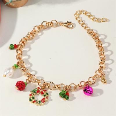 China Cute Christmas Bracelet 18K Red Gold Plated Garland Pendant Geometric Bracelet Mother's Gift for sale