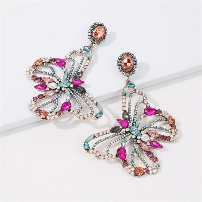 China Custom High Quality Diamond Earrings Butterfly Earrings Big Earrings Girl Red Crystal Pendant Party Gift for sale