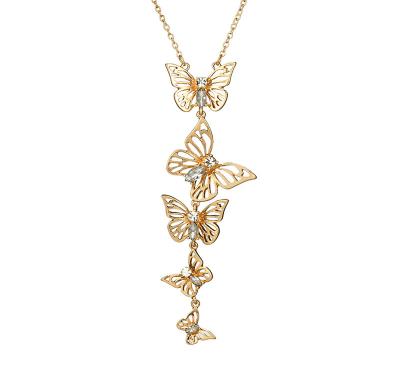 China Environmentally Friendly Alloy Diamond Necklace Pendant Long Necklace Fashion Woman Necklace Personality Waist Butterfly Hollow for sale