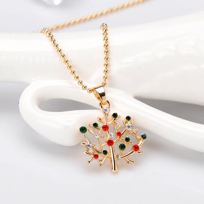 China Wholesale 18k Gold Christmas Tree Necklace Girl Chain Necklace Pendant Fashionable Gift Holiday Necklace for sale