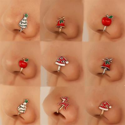 China Cute European and American styles of gold nose clip cuff Christmas nose element cute African woman nose clip new for sale