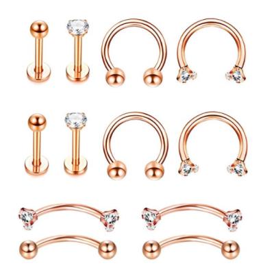 China High Quality Handmade Pearl Brooch Jewelry 12 Pieces Set Gold Plated Body Jewelry Set Stainless Steel Nose Studs Lips And Tongue Piercing Diamond-Studded Nail Sets for sale